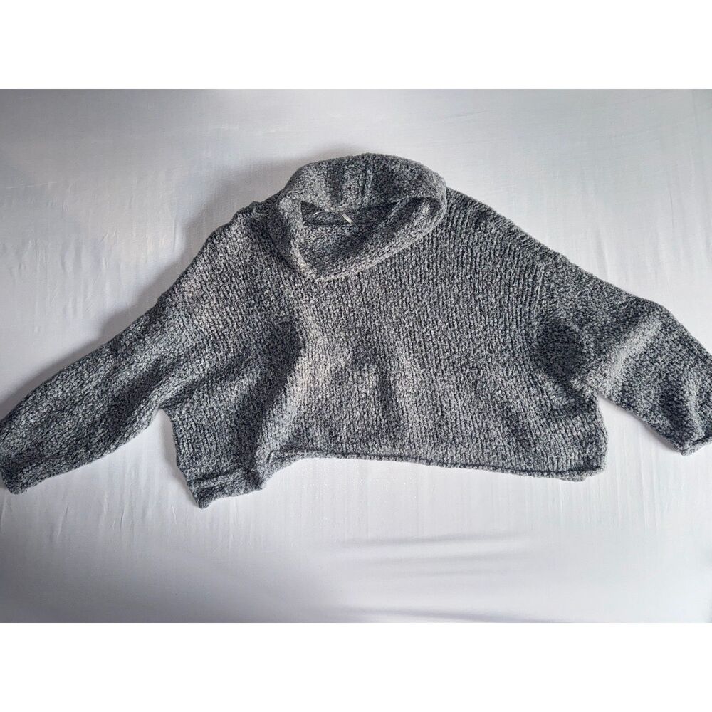 Free People BFF Sweater | Gray Oversized Cropped Cowl Neck | Size XL